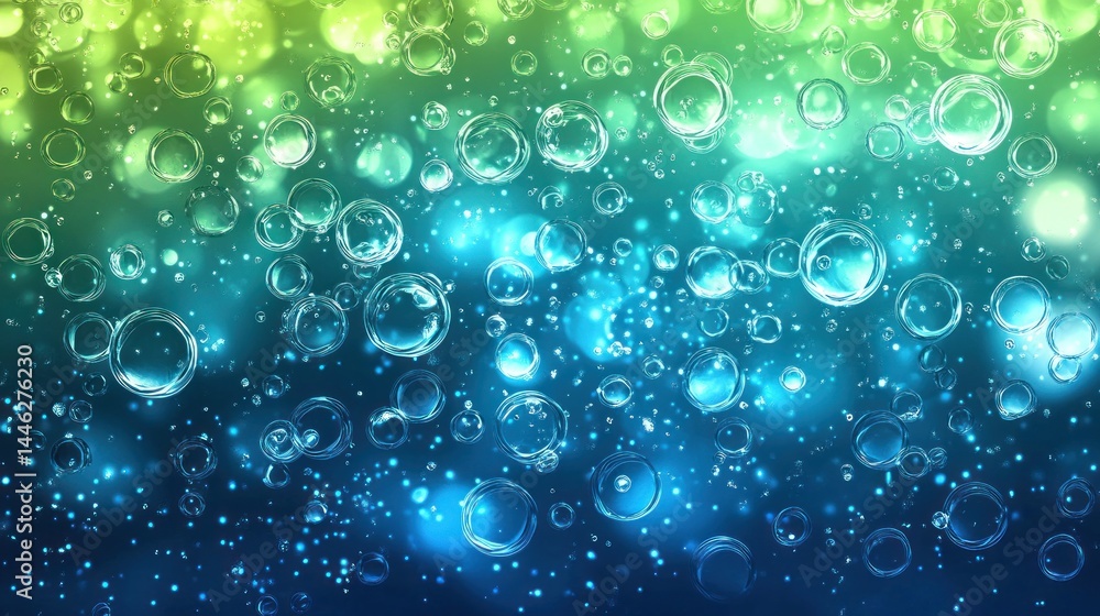 Poster Abstract background showing numerous soap bubbles floating in space