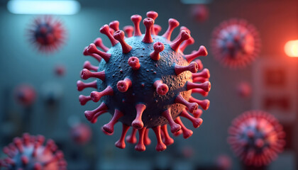 Virus illustration depicting pathogen against scientific background  