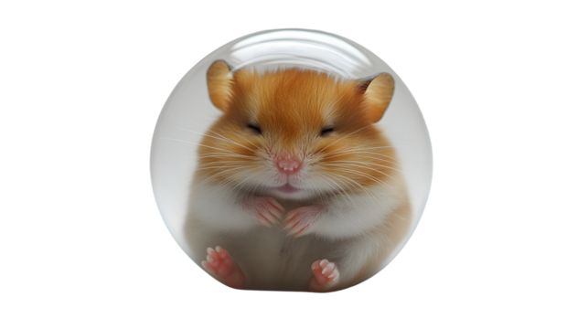 Adorable Fluffy Creature in a Transparent Sphere Cute Animal Photography HighQuality Pet Ima