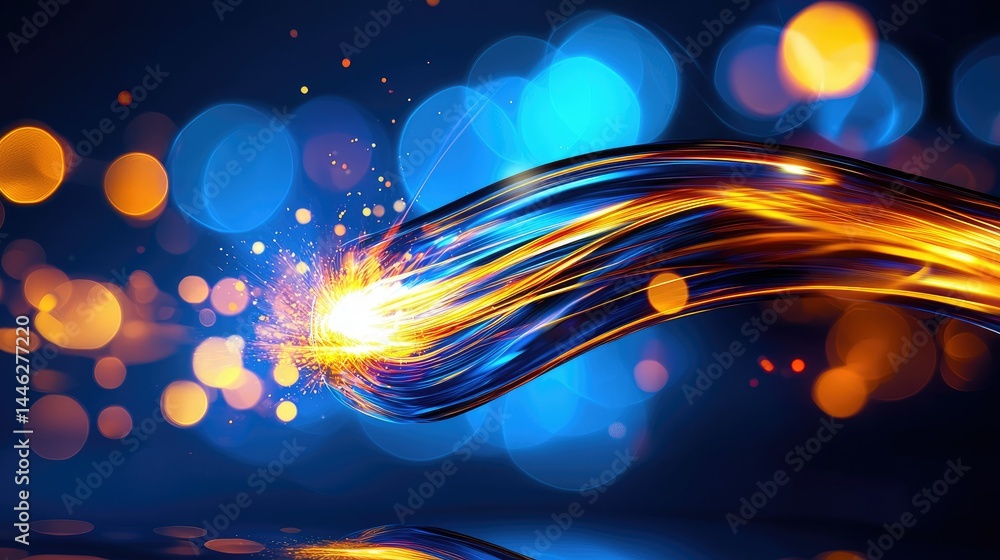 Poster abstract depiction of light and energy flowing through a network