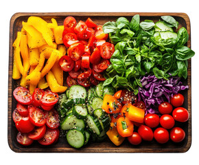 Fresh vegetable platter kitchen food home aerial view isolated on transparent background