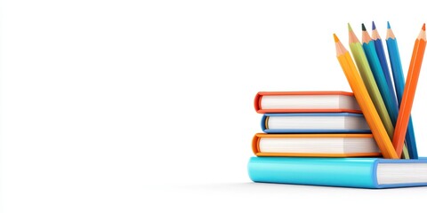 Colorful Books and Pencils Ready for Learning