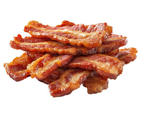 Sizzling bacon strips kitchen food isolated on transparent background