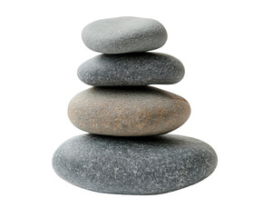 Balanced stone tower formation nature serenity isolated on transparent background