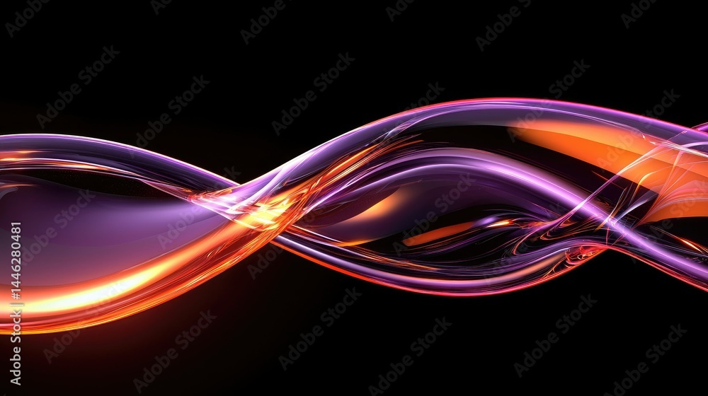 Poster abstract illustration showcasing fluid lines with vivid colors and dynamic curvature
