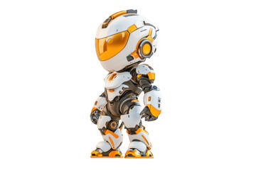 Cartoon robot character standing on transparent background