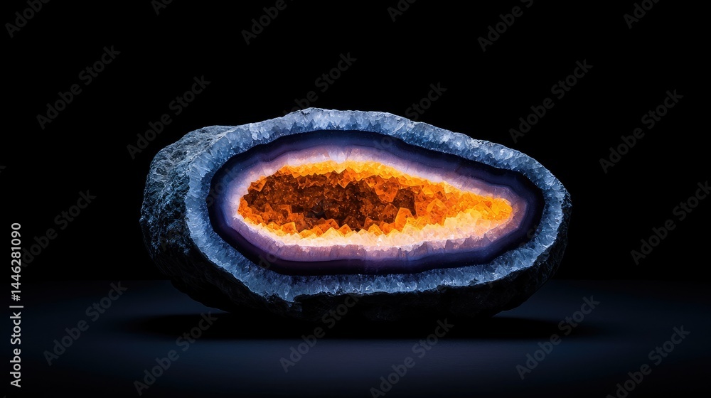 Poster an eye catching cross section of a beautiful and shiny geode