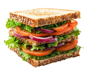 Making a delicious veggie sandwich kitchen food isolated on transparent background