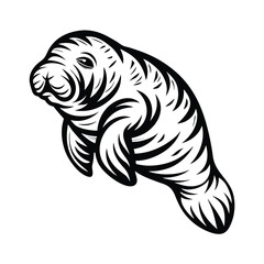 manatee floating in water silhouette