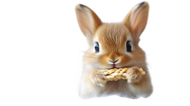 Adorable Rabbit Holding Braided Rope Cute Animal Illustration for Nature and Wildlife Themes