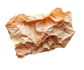 Crumpled paper texture artistic abstract isolated on transparent background