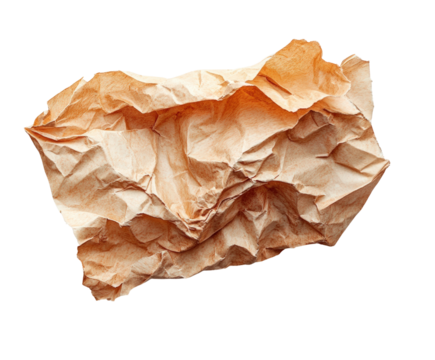 Crumpled paper texture artistic abstract isolated on transparent background