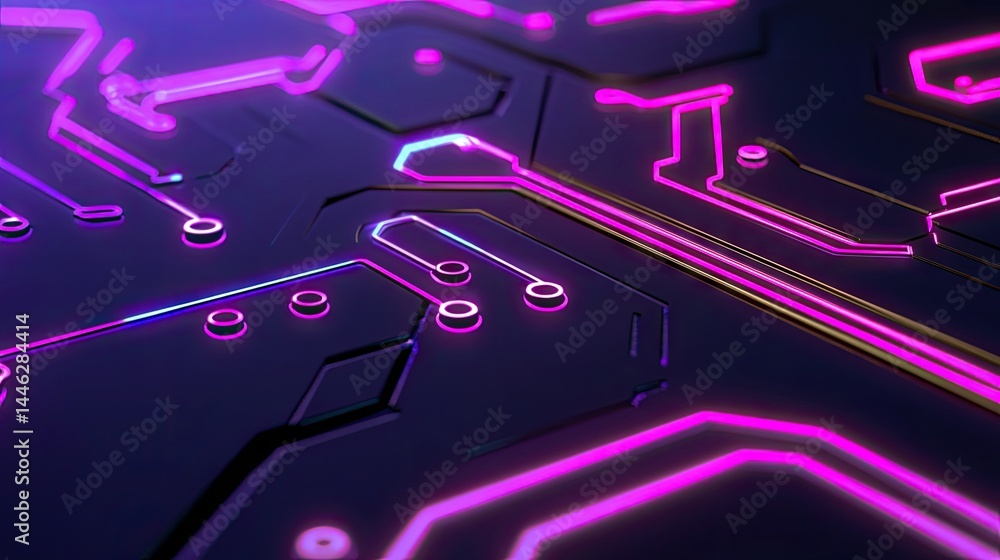 Poster A Close Up View Of A Glowing Circuit Board