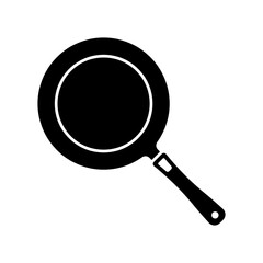 Frying pan icon. Black silhouette. Top front view. Vector simple flat graphic illustration. Isolated object on white background. Isolate.