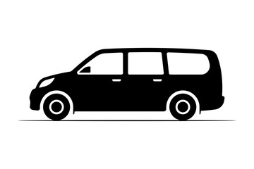 Car icon. Minivan. Black silhouette. Side view. Vector simple flat graphic illustration. Isolated object on white background. Isolate.
