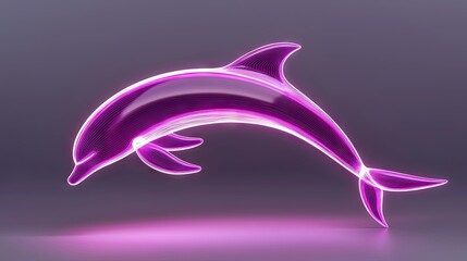 A Glowing Purple Dolphin Swimming Gracefully Across a Dark Background