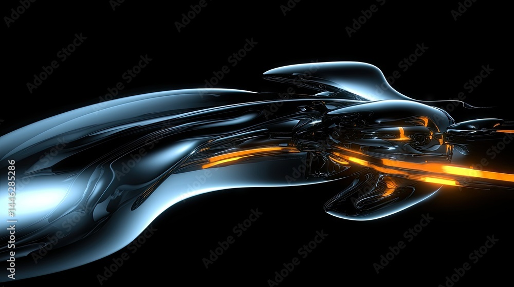 Aufkleber futuristic abstract illustration with polished reflective surfaces and bright lights