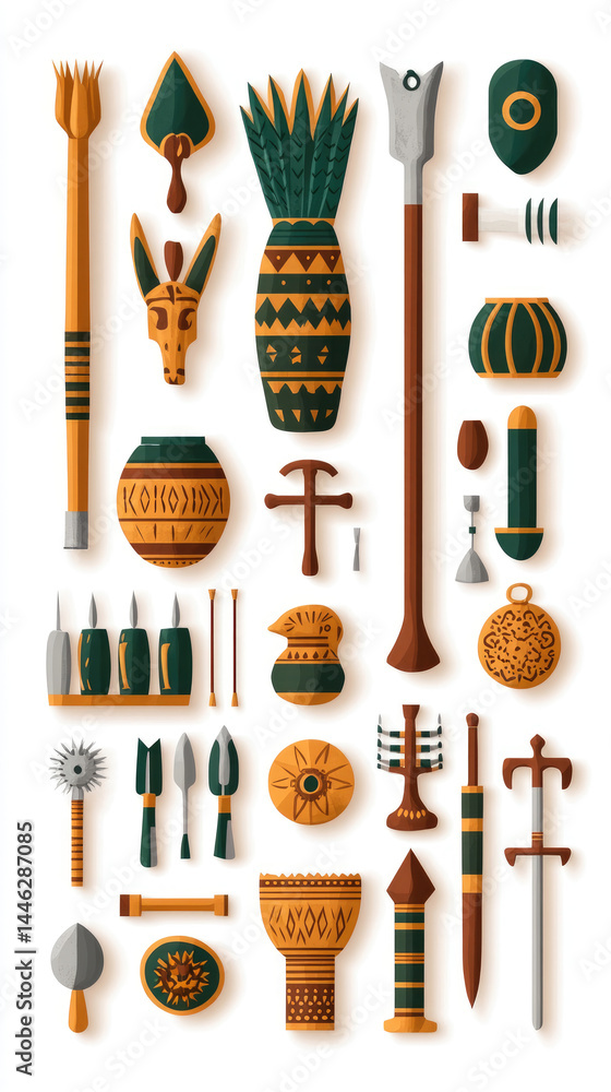 Poster Collection of flat design style objects on white background