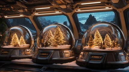 Christmas globes in spacecraft