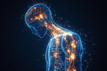 **Detailed Rendering Of The Human Nervous System, Showing Brain, Spinal Cord, And Nerve Pathways. Perfect For Neurology Studies, Mental Health Ads, And Nervous System Health Awareness --Ar 3:2 --S 540