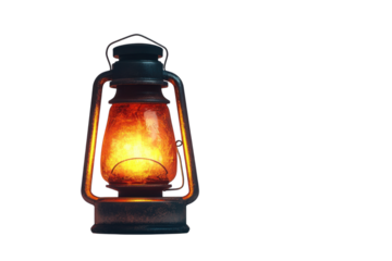 Glowing vintage oil lantern warm light against a soft blurred background Hope nostalgia and rustic