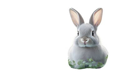 Obraz premium Adorable White Rabbit with Soft Fur and Expressive Eyes on a Black Background