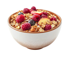 Delicious granola bowl with berries and fruits kitchen food bright isolated on transparent background