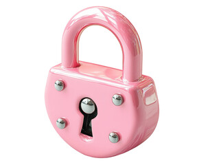 Colorful pink lock digital environment creative isolated on transparent background