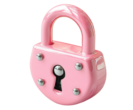 Colorful pink lock digital environment creative isolated on transparent background