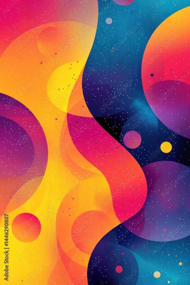 Poster colorful space-inspired abstract background with dynamic shapes and textures