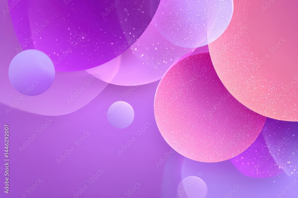 Poster vibrant pink and purple abstract gradient background with floating circular patterns