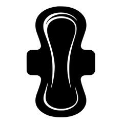 Obraz premium Sanitary Pad Icon – Minimal Black Clipart Symbol for Hygiene, Menstrual Care, and Health Awareness