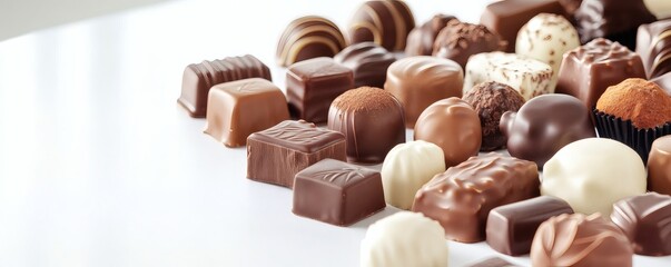 Fototapeta premium A collection of assorted and delicious chocolate confections on display