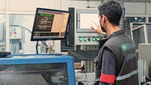 Industrial Technician at Control Panel

