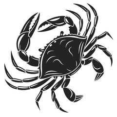 Black Crab Silhouette Marine Life, Seafood, Crustacean Illustration, Shellfish, Claw