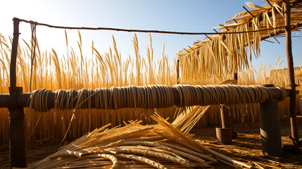 SISAL FACTORY, FIBERS OF PLANT ARE DECORTICATED, WASHED AND DRIED IN THE SUN, MADAGASCAR