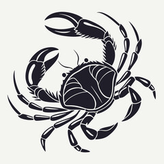 Silhouette of Crab with Claws Extended, Marine Animal Illustration, Seafood Icon