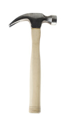 Closeup view of a classic claw hammer with wooden handle diy tool work on transparent background