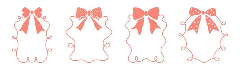 Cute hand drawn frames with bows and ribbons.