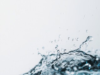 Clear water splashes upward with droplets frozen in motion against a light background.
