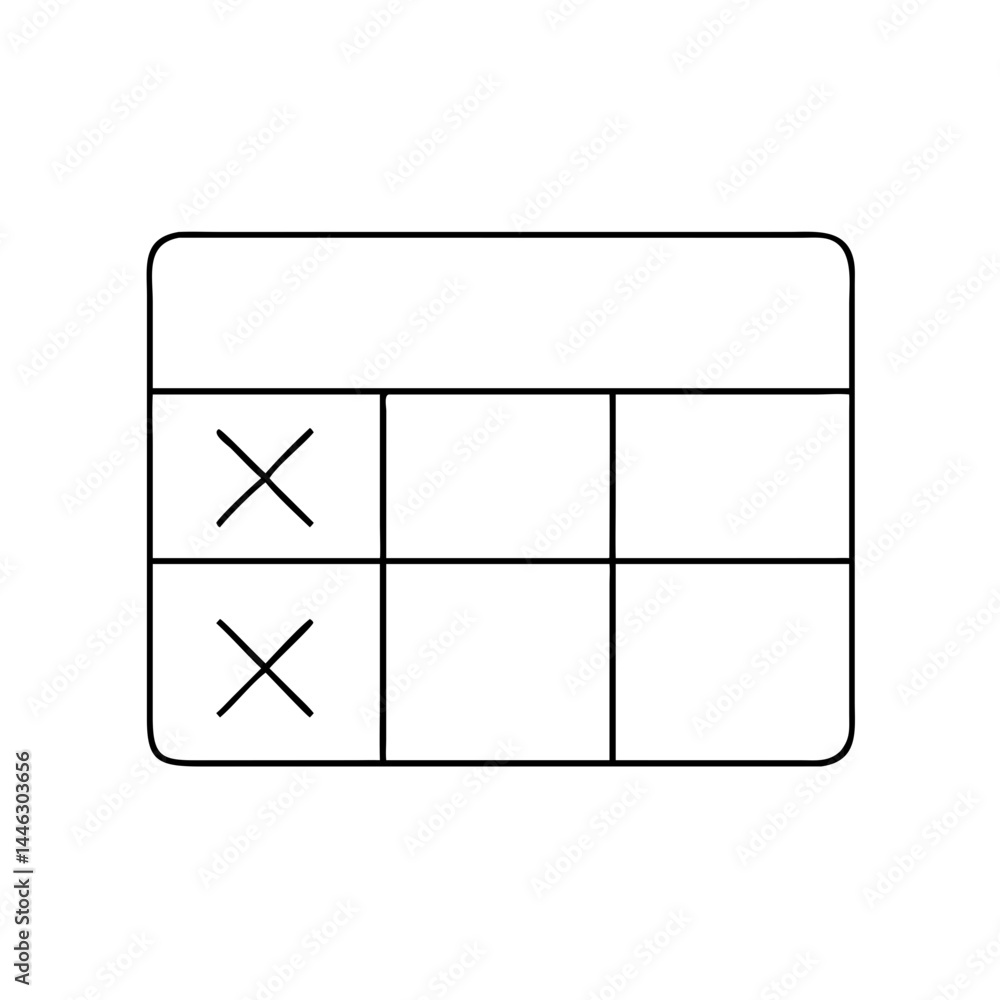 Aufkleber excel table icon illustration in minimal style featuring cells and crosses