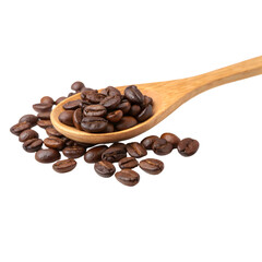 Fototapeta premium coffee beans in a spoon on a transparent background