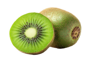 Fototapeta premium Fresh juicy kiwi fruit slices isolated on perfect for healthy food recipes on transparent background