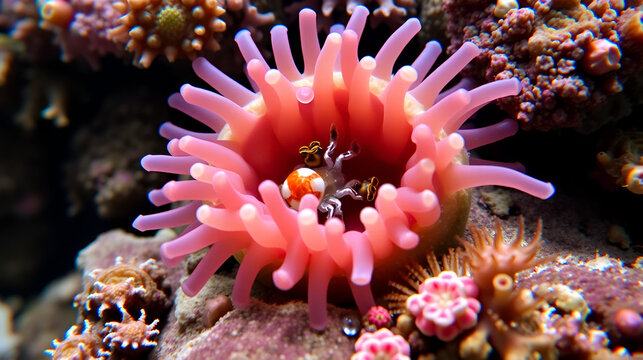 Cerianthus sea anemone sheltering mysid shrimps