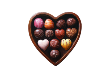 Sweet heart shaped chocolates a delicious Valentine s Day gift in a wooden box romantic treat
