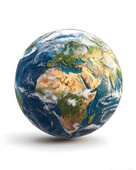 Rotating Globe Showing Continents Africa and Europe Isolated on White