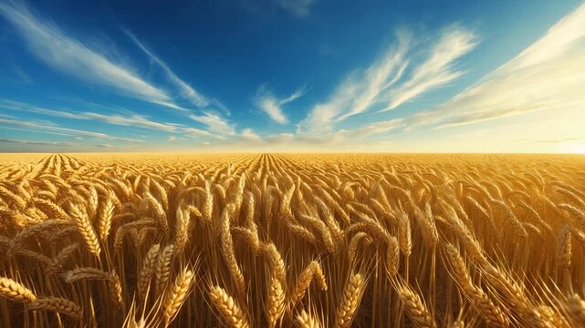An expansive stunning landscape for wheat production. The notion of a plentiful harvest and prosperous agriculture.
