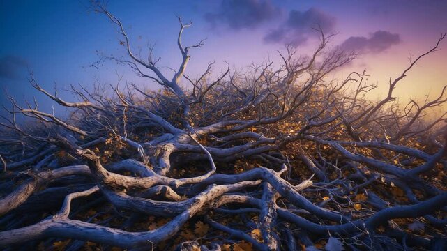 A heap of parched tree twigs