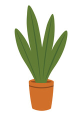 Flat cartoon monstera plant in terracotta pot. Botanical home decor for yoga or meditation zone.