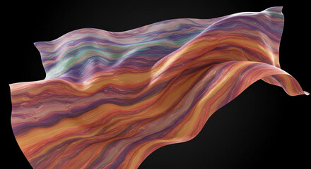 Abstract flowing multicolored fabric with swirling patterns, a digital creation